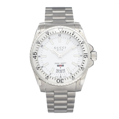 Gucci Stainless Steel 40mm Dive Quartz Watch White 1 of 5