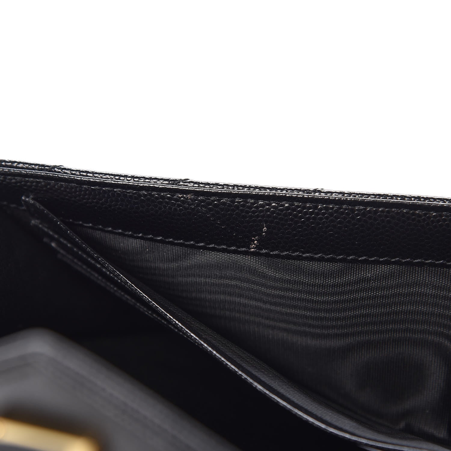 Saint Laurent Grain De Poudre Matelasse Chevron Monogram Chain Wallet Black 8 of 10