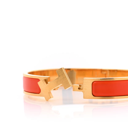 Hermes Matte Enamel Narrow Clic Clac HH Bracelet T6 Orange 5 of 6