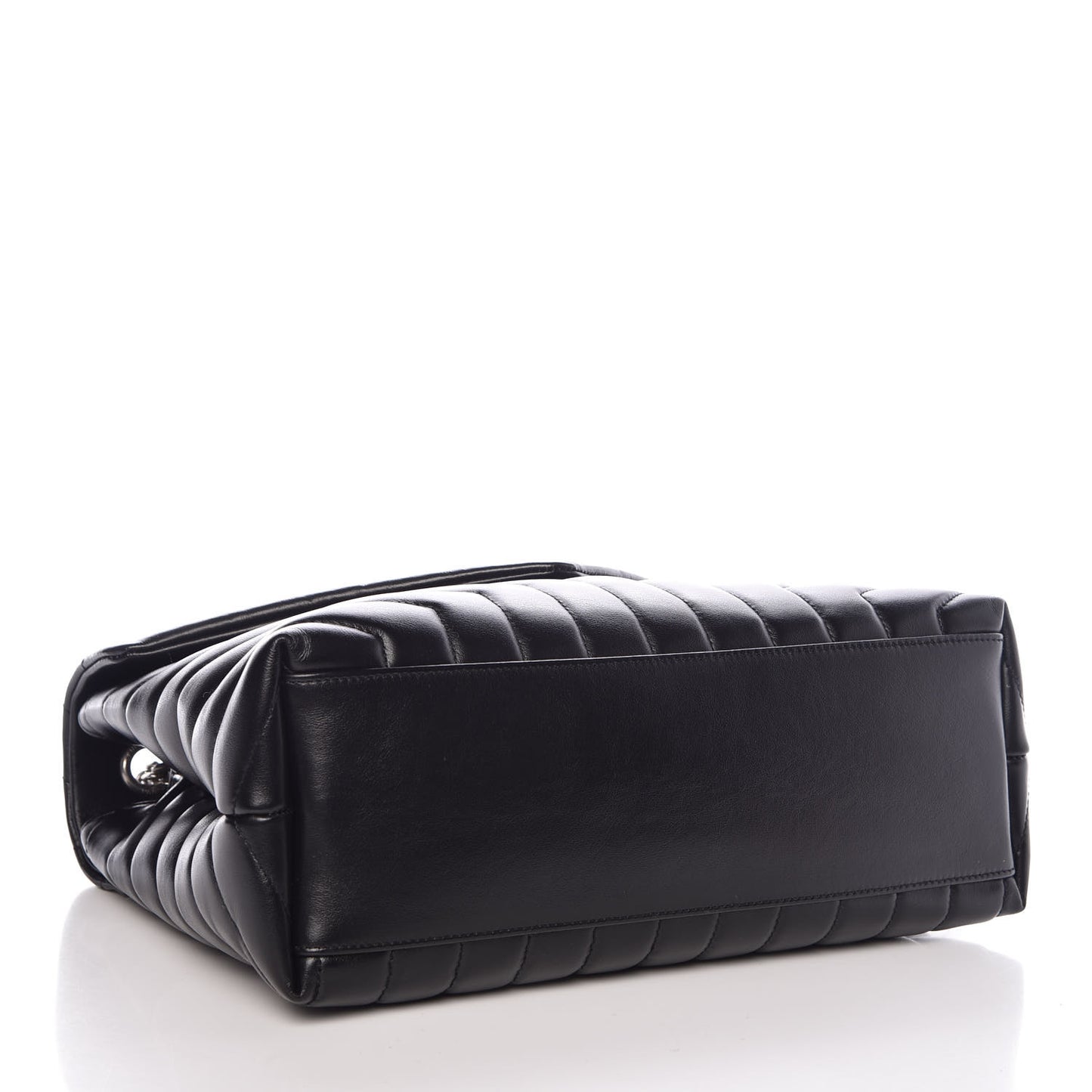 Calfskin Y Quilted Monogram Medium Loulou Chain Satchel Black