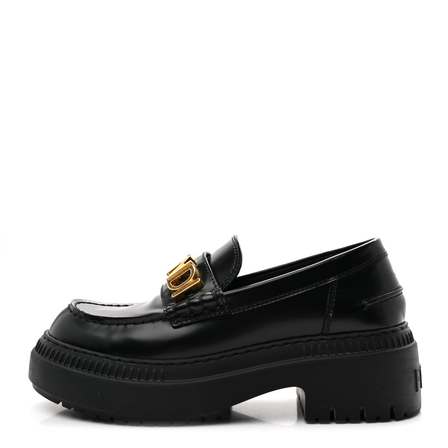 Vitello Abrasivato Fendigraphy 50mm Loafers 37 Black