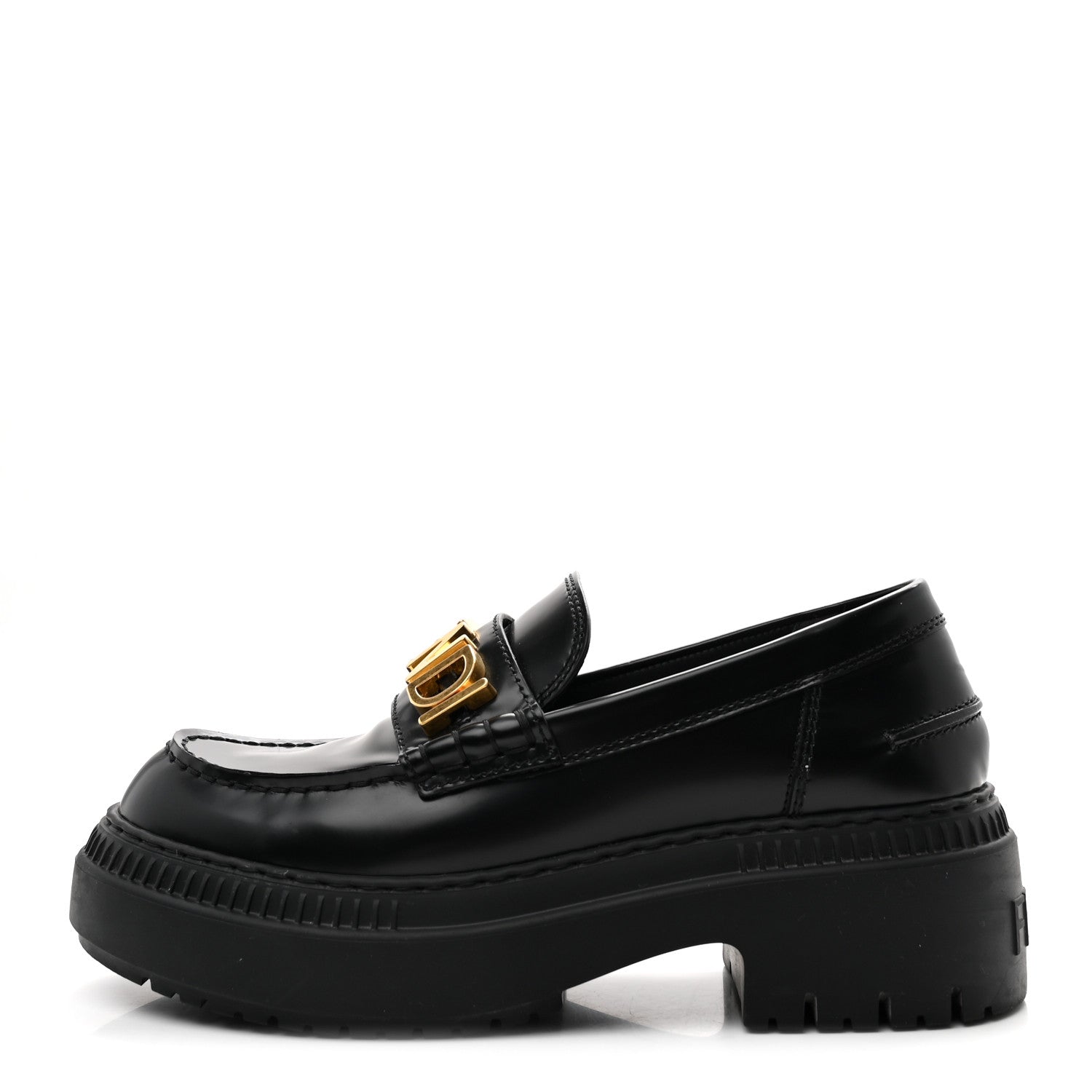 Fendi Vitello Abrasivato Fendigraphy 50mm Loafers 37 Black 1 of 10