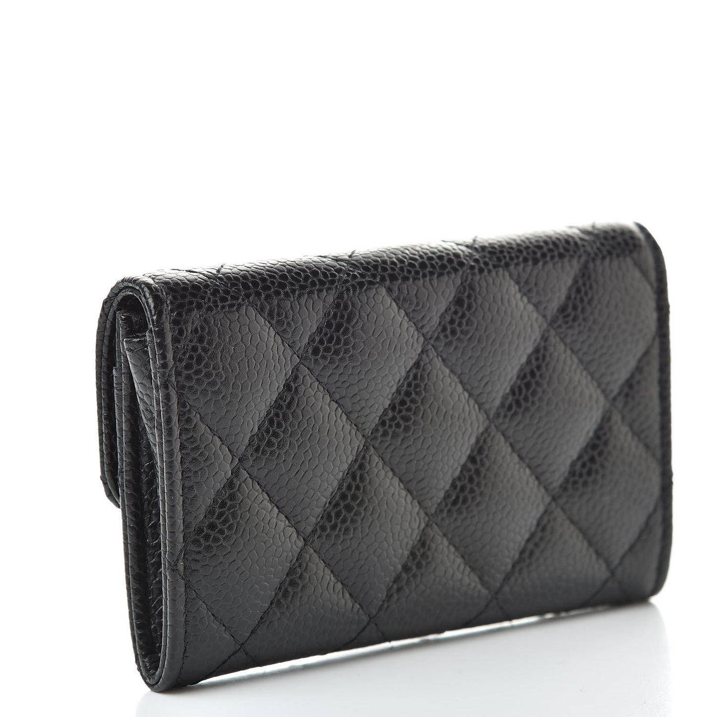 Caviar Quilted Flap Card Holder Black