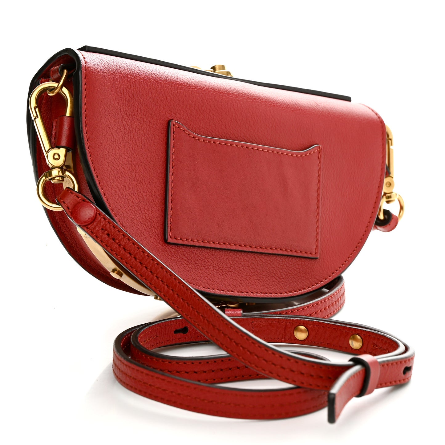 Calfskin Small Nile Bracelet Minaudiere Bag Dahlia Red