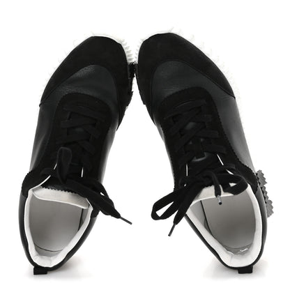 Hermes Goatskin Suede Goatskin Mens Bouncing Sneakers 43 Black 2 of 9