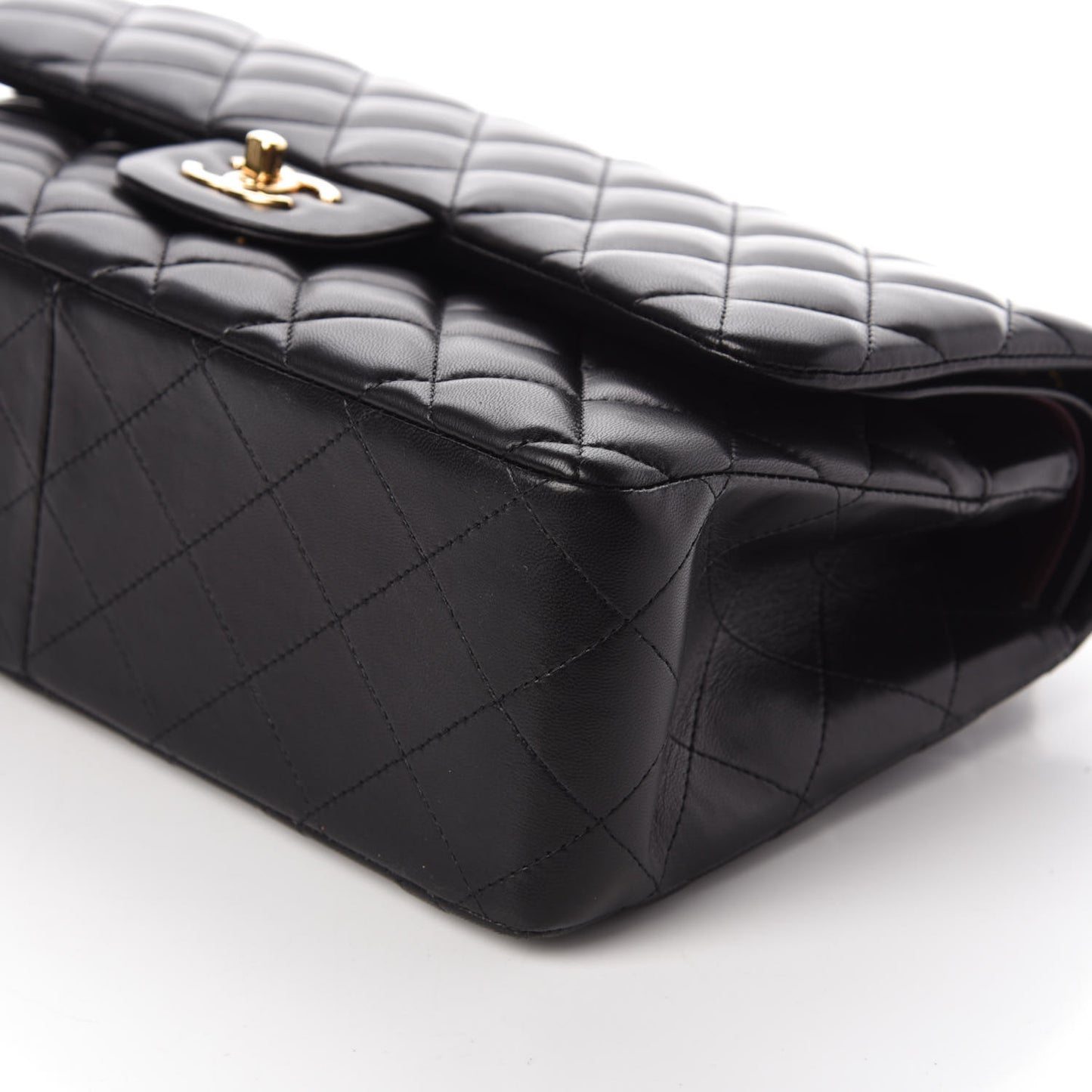 Lambskin Quilted Jumbo Double Flap Black