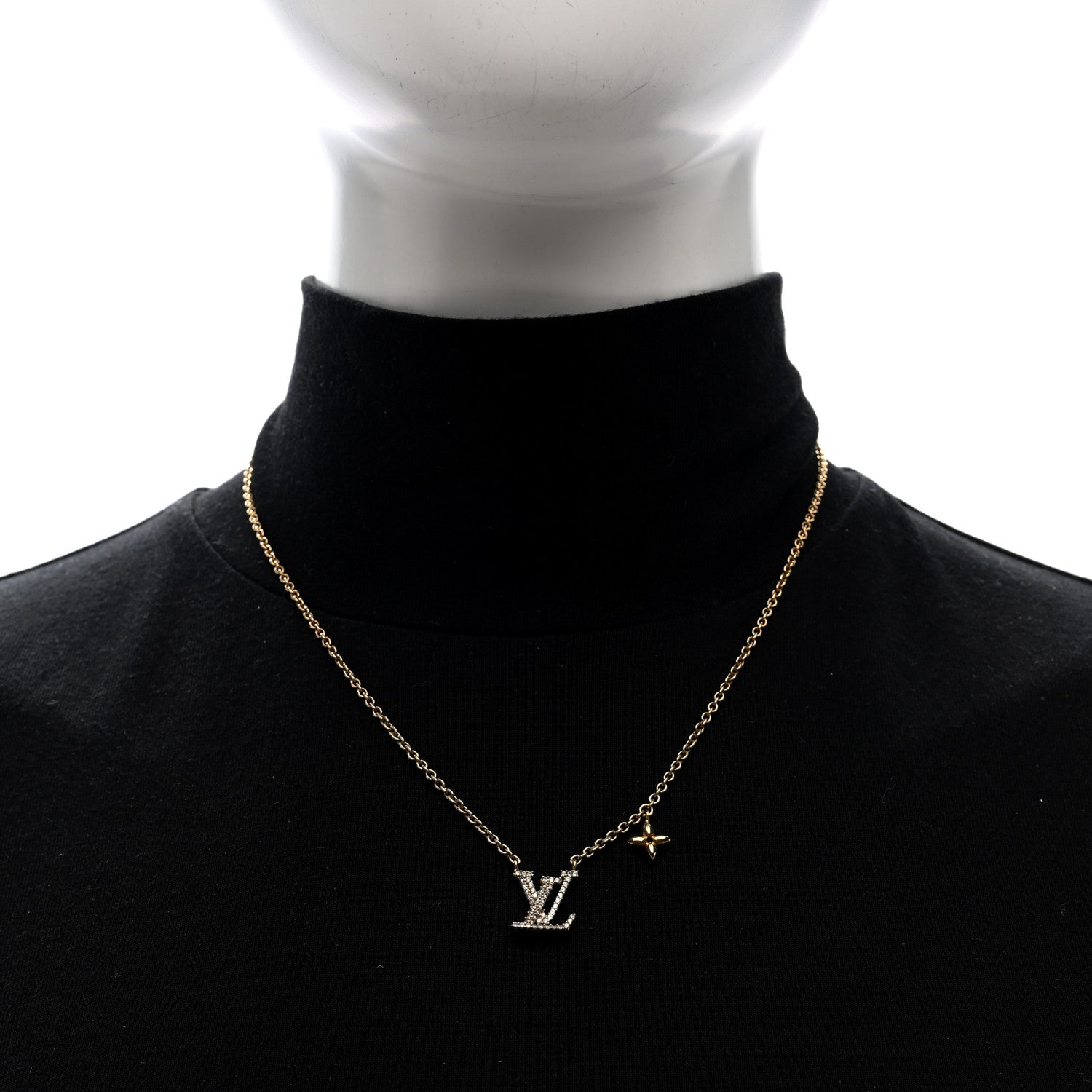 Louis Vuitton Metal Crystal LV Iconic Necklace Gold 2 of 5