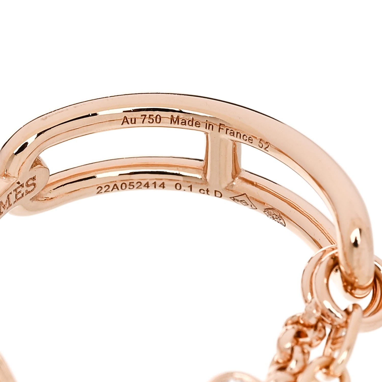 Hermes 18K Rose Gold Diamond PM Chaine d'Ancre Chaos Ring 52 6 5 of 6