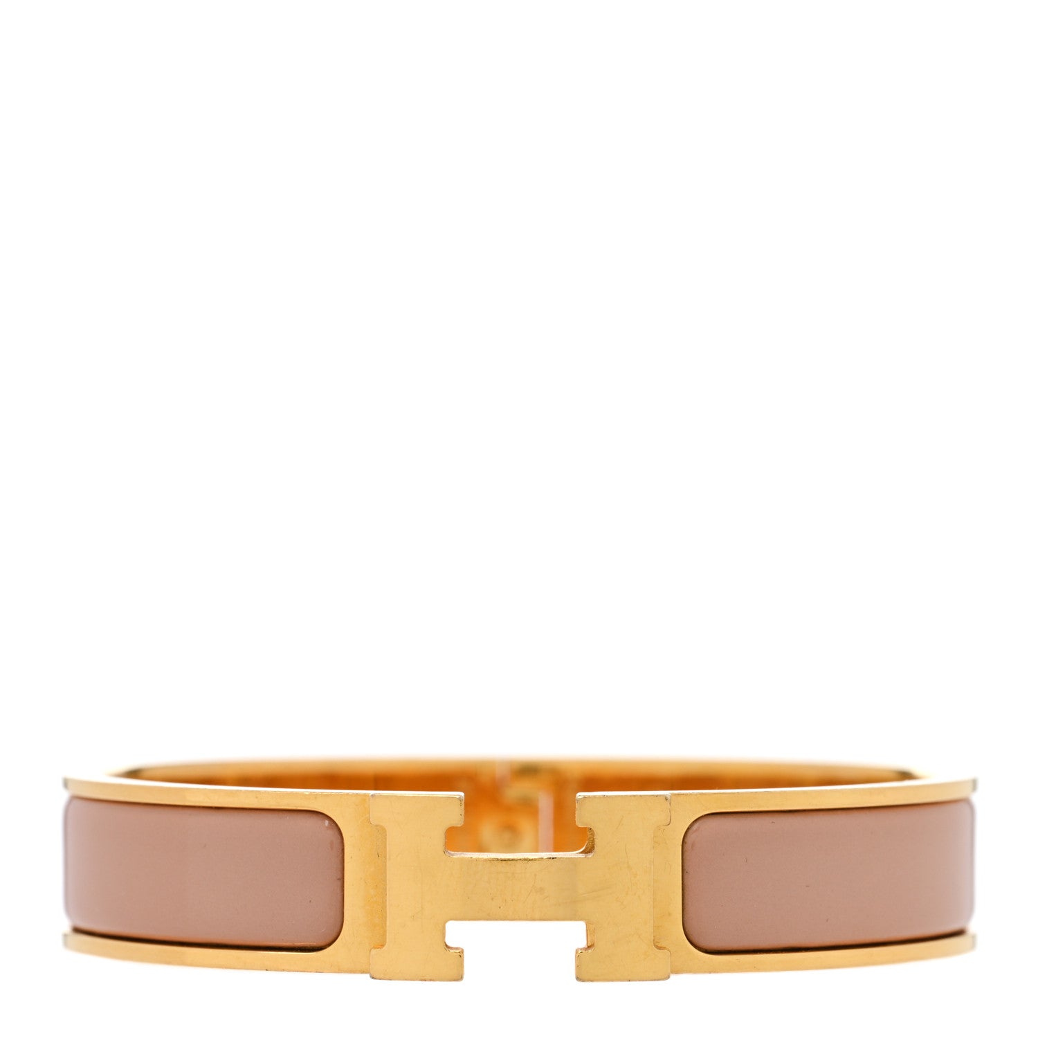 Hermes Narrow Enamel Clic Clac H Bracelet PM Rose Poudre 1 of 4