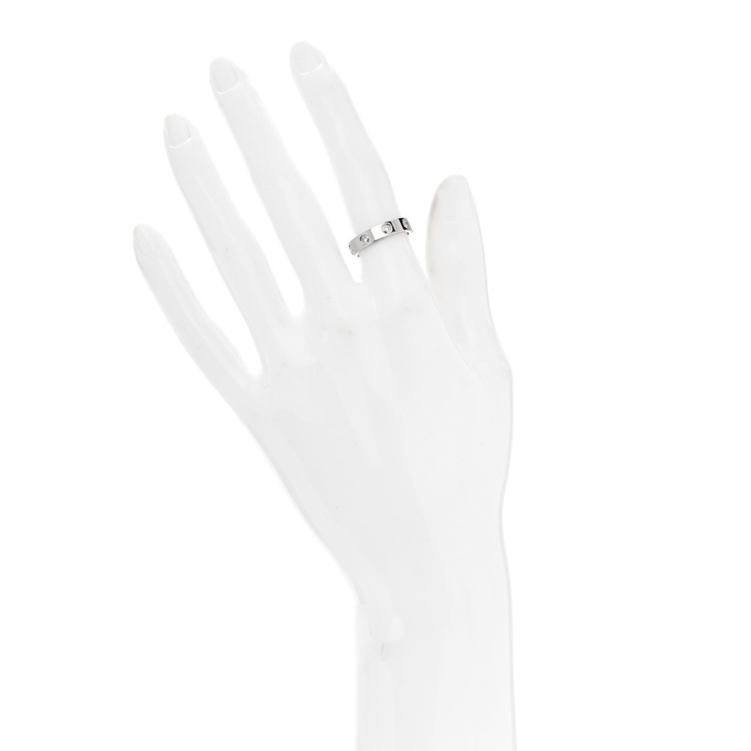 Cartier 18K White Gold 8 Diamond 4mm Wedding Band LOVE Ring 49 5 2 of 5