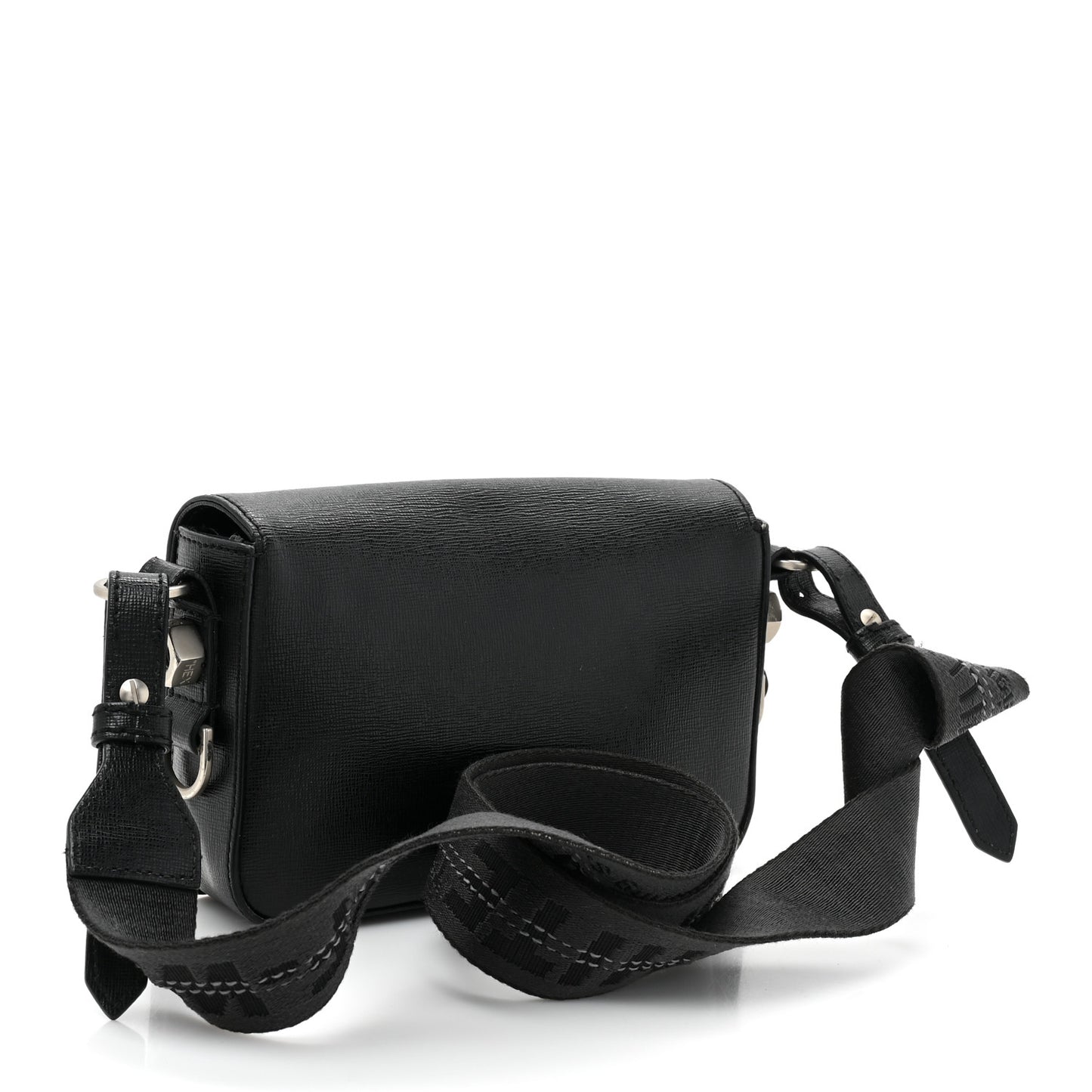 Saffiano Striped Mini Diag Binder Clip Bag Black White