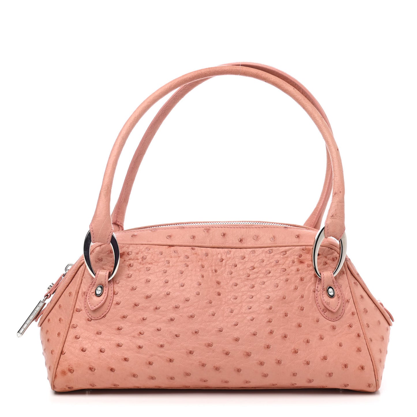 Ostrich Swarovski Crystal Bowler Bag Rose