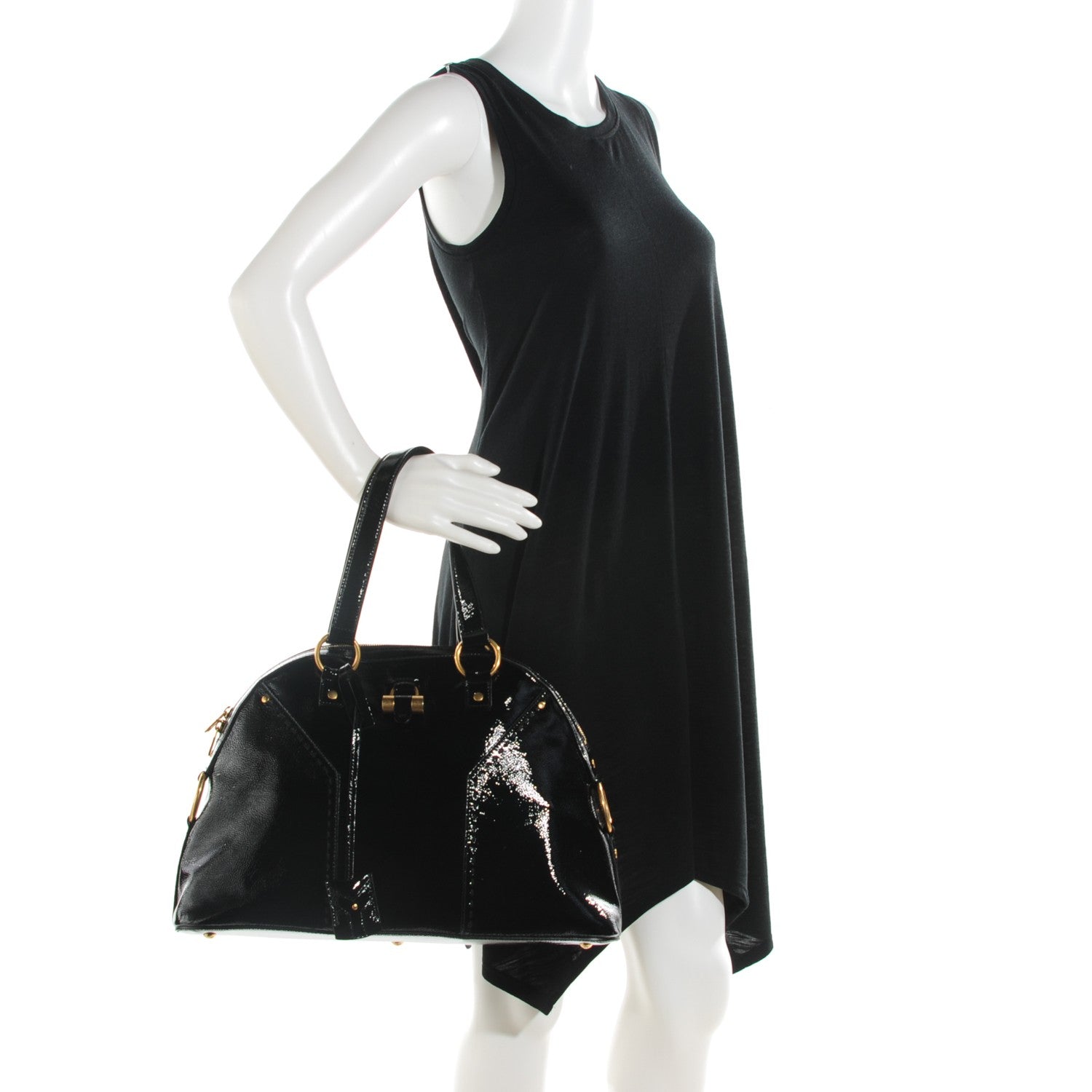 Saint Laurent Patent Calfskin Large Muse Black 2 of 7