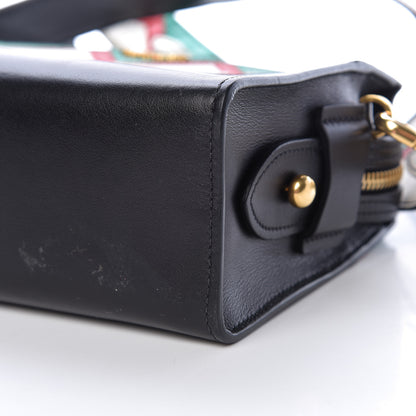 Prada City Calf Saffiano Greche Shoulder Bag Black Rosso 6 of 12