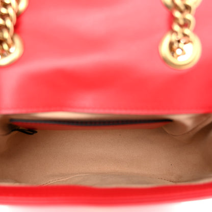 Gucci Calfskin Matelasse Mini GG Marmont Square Shoulder Bag Hibiscus Red 5 of 10