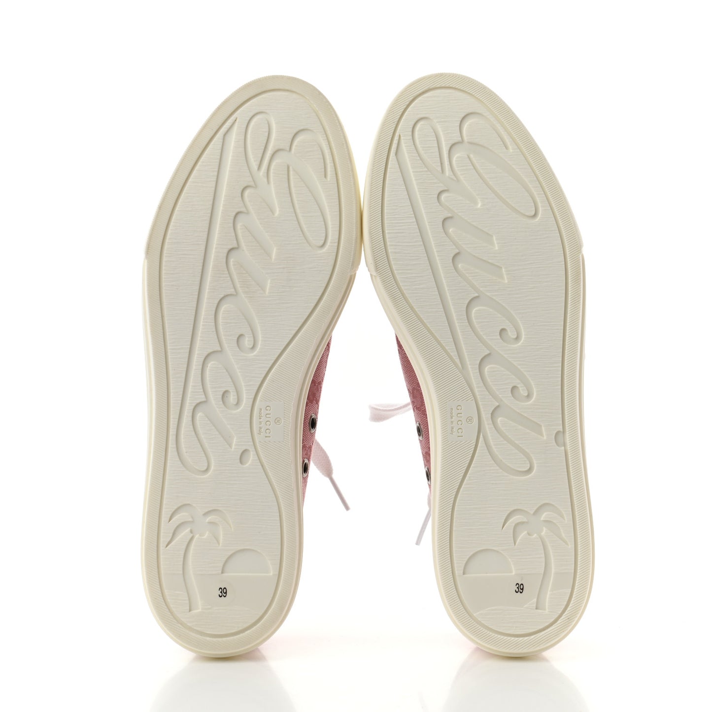 GG Monogram Calfskin Womens Low Top Sneakers 39 Pink Soft Pink
