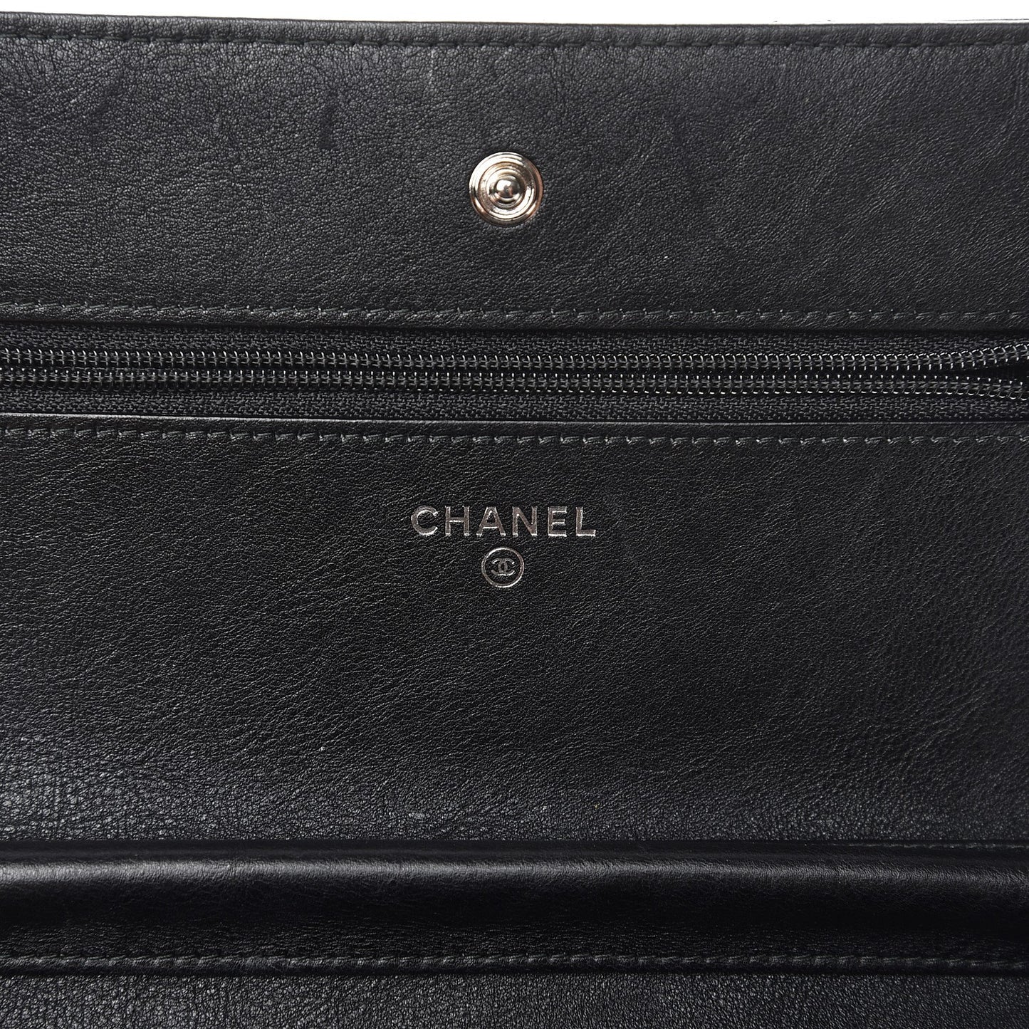 Crumpled Calfskin Quilted Wallet On Chain WOC So Black