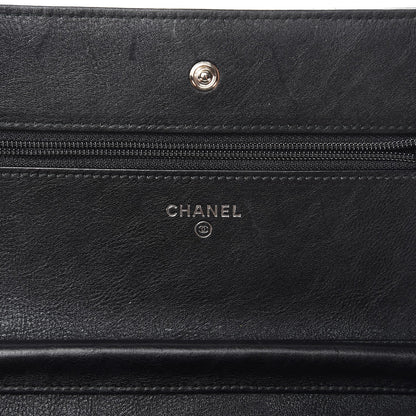 Chanel Crumpled Calfskin Quilted Wallet On Chain WOC So Black 6 of 9
