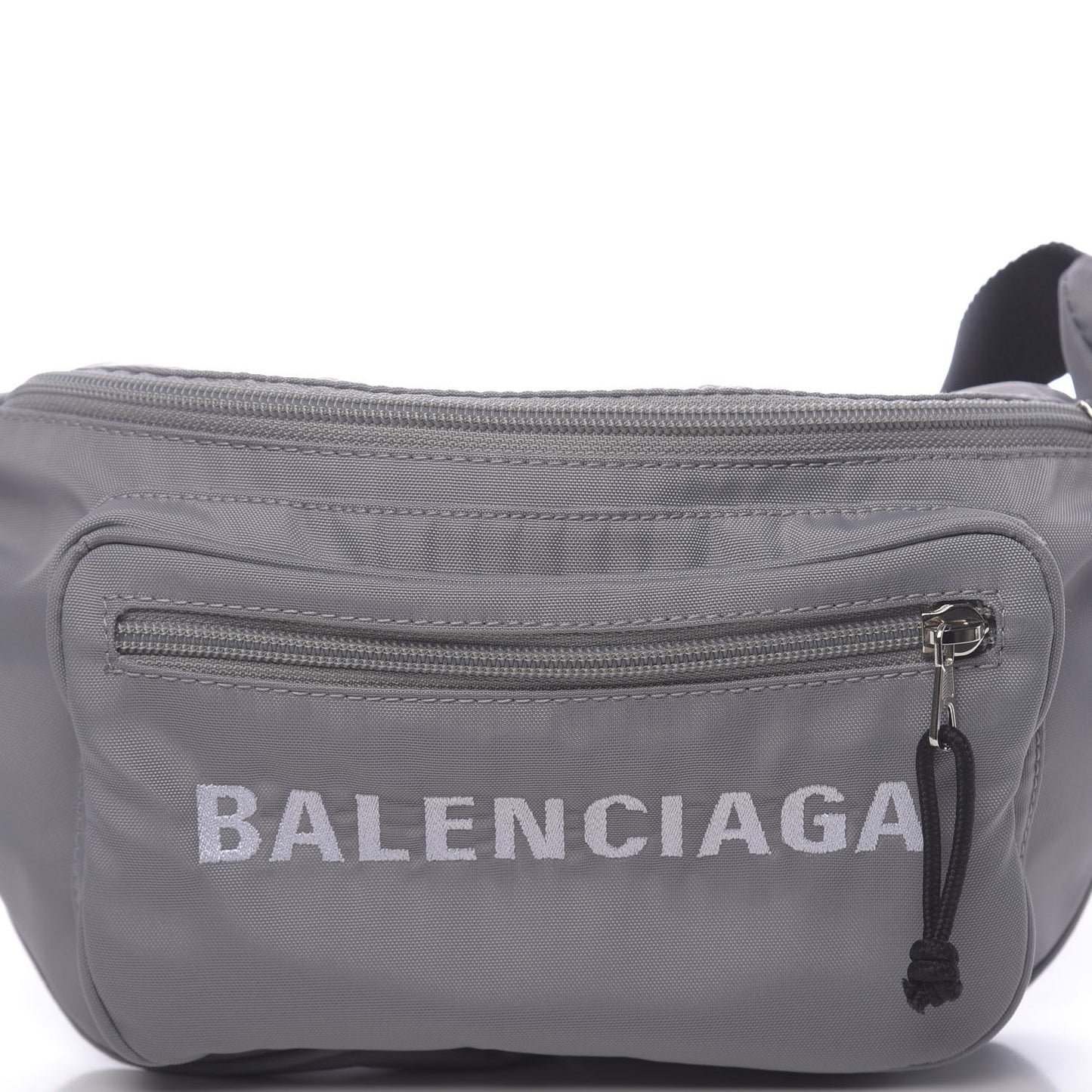 Textured Sport Nylon Logo Embroidered Wheel Beltpack Grey White