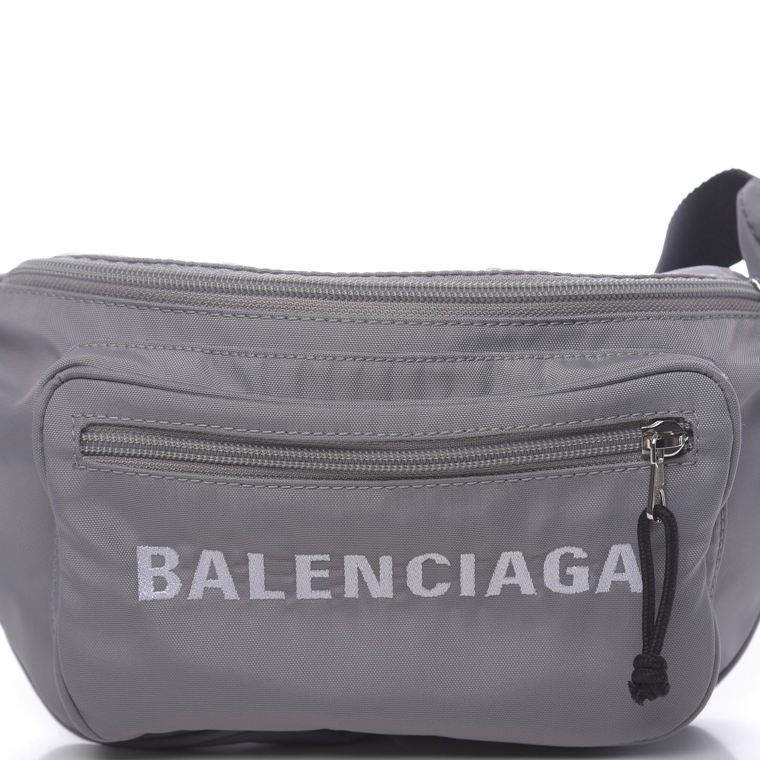 Balenciaga Textured Sport Nylon Logo Embroidered Wheel Beltpack Grey White 8 of 10