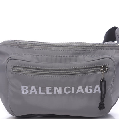 Balenciaga Textured Sport Nylon Logo Embroidered Wheel Beltpack Grey White 8 of 10