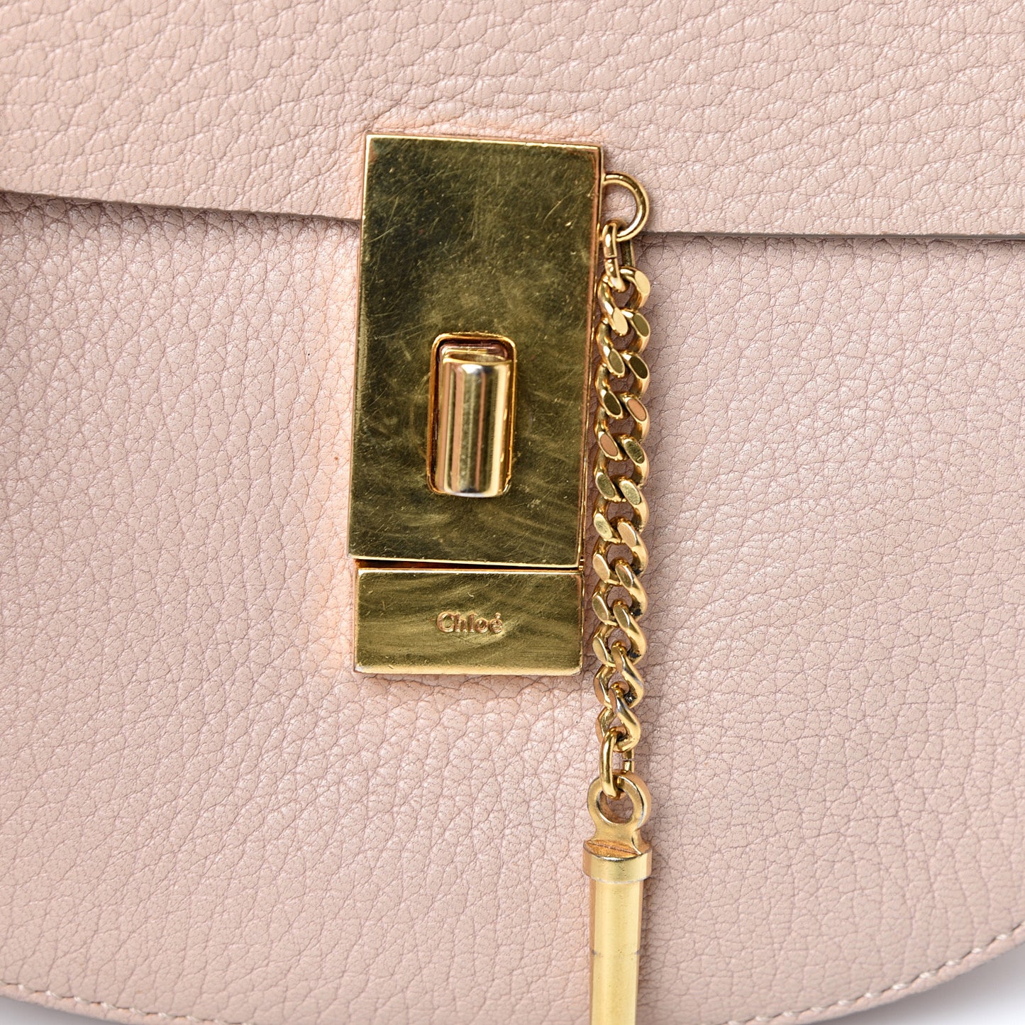 Grained Lambskin Mini Drew Shoulder Bag Cement Pink