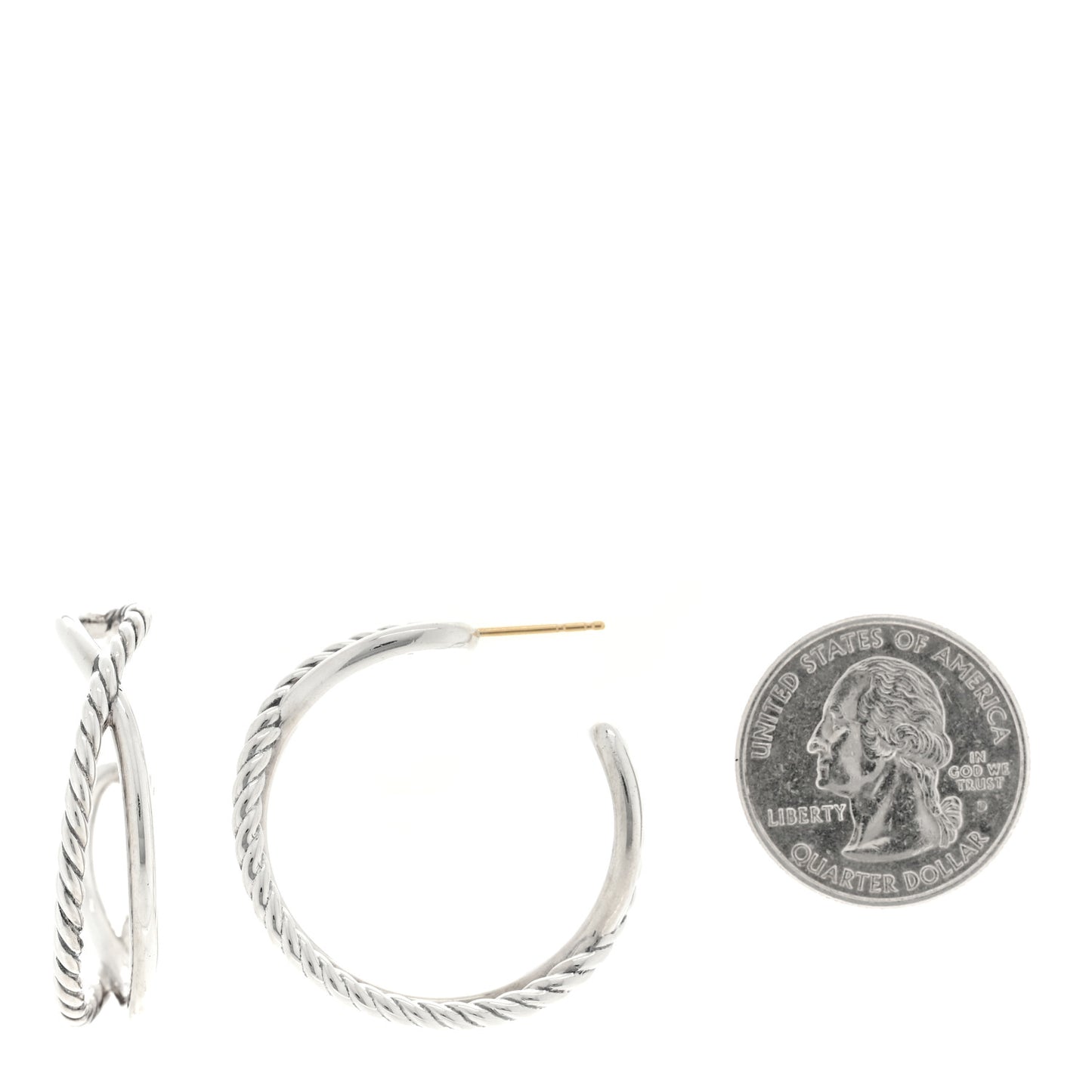 Sterling Silver Crossover Cable Hoop Earrings