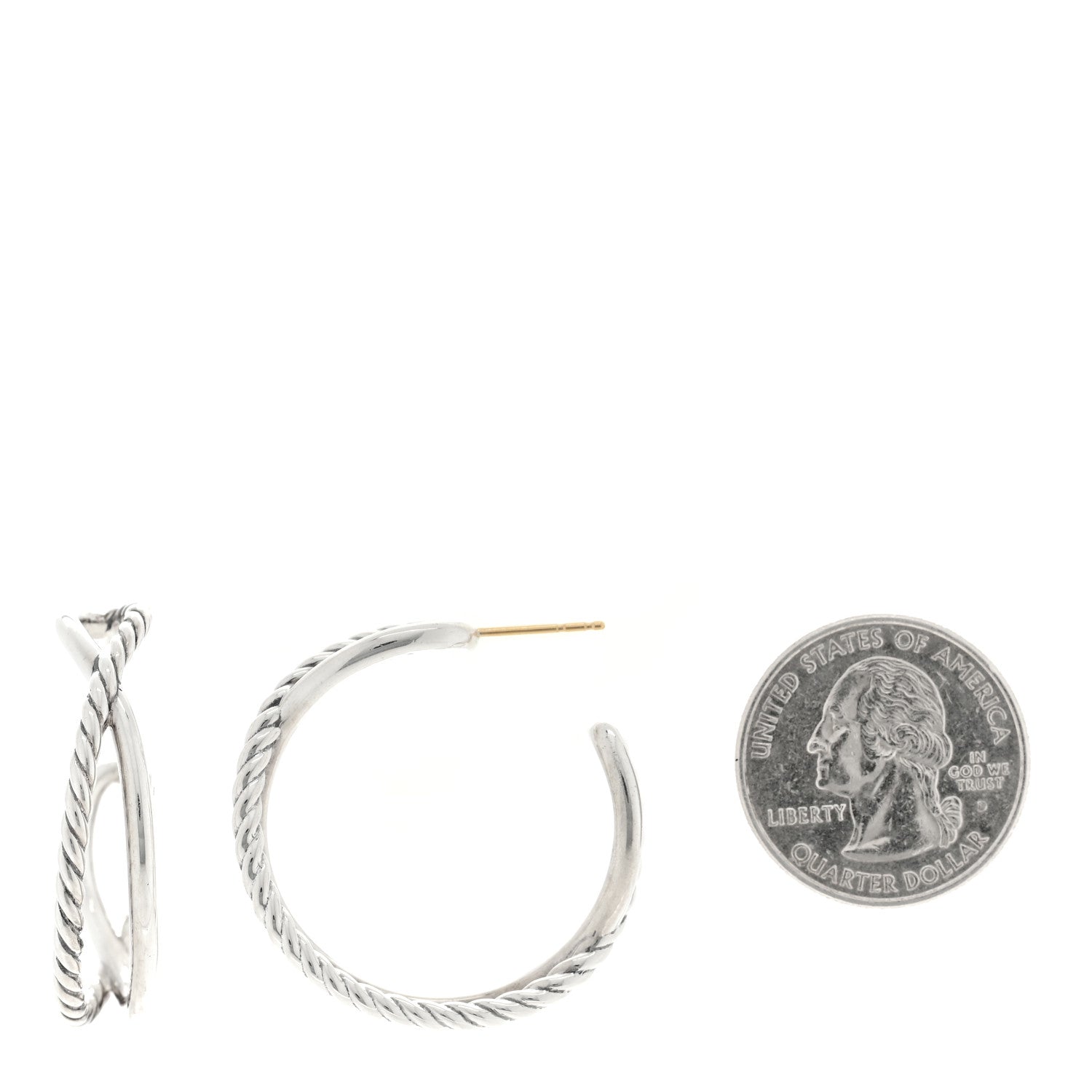 David Yurman Sterling Silver Crossover Cable Hoop Earrings 2 of 4