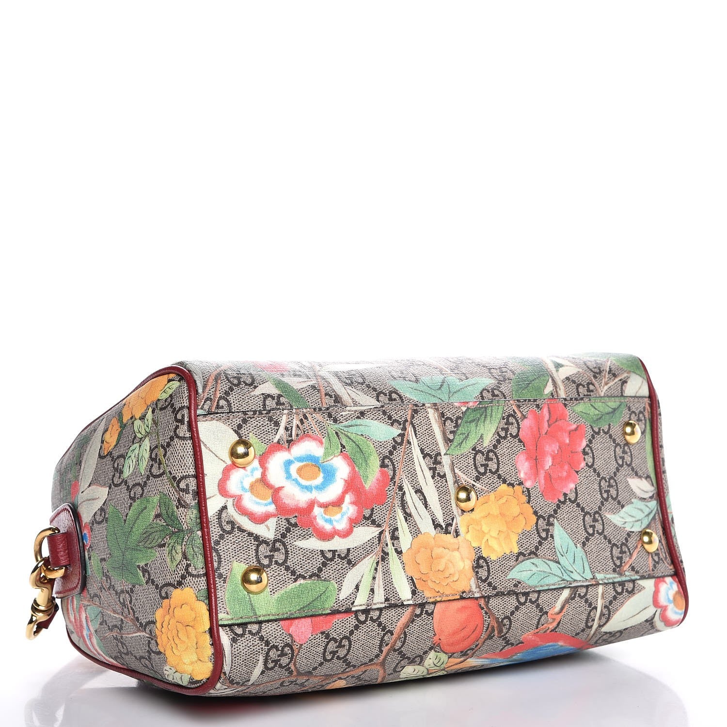 Gucci GG Supreme Monogram Tian Small Boston Beige Multicolor Red 5 of 8