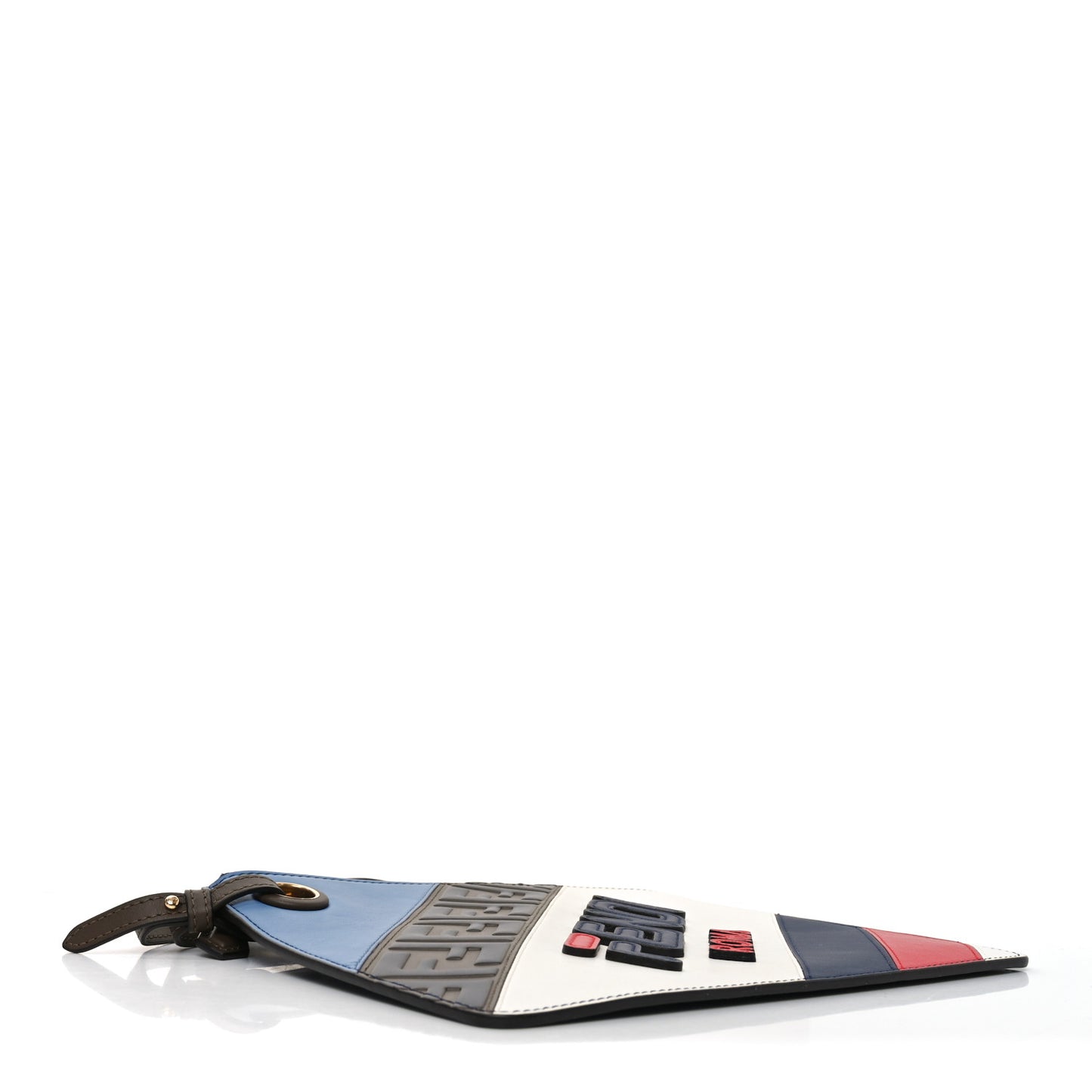 X FILA Vitello Century Mania Bi-Color FF 1974 Embossed Small Flat Clutch Nebula Blueberry Multicolor