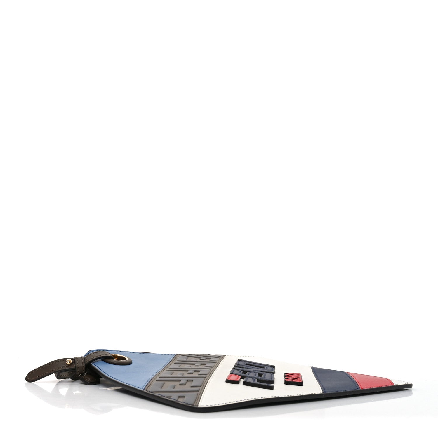Fendi X FILA Vitello Century Mania Bi-Color FF 1974 Embossed Small Flat Clutch Nebula Blueberry Multicolor 4 of 8