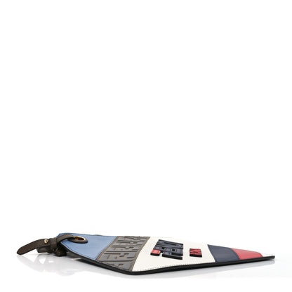 Fendi X FILA Vitello Century Mania Bi-Color FF 1974 Embossed Small Flat Clutch Nebula Blueberry Multicolor 4 of 8