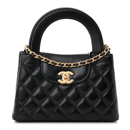 Chanel Shiny Aged Calfskin Quilted Nano Kelly Shopper Black 1 of 10
