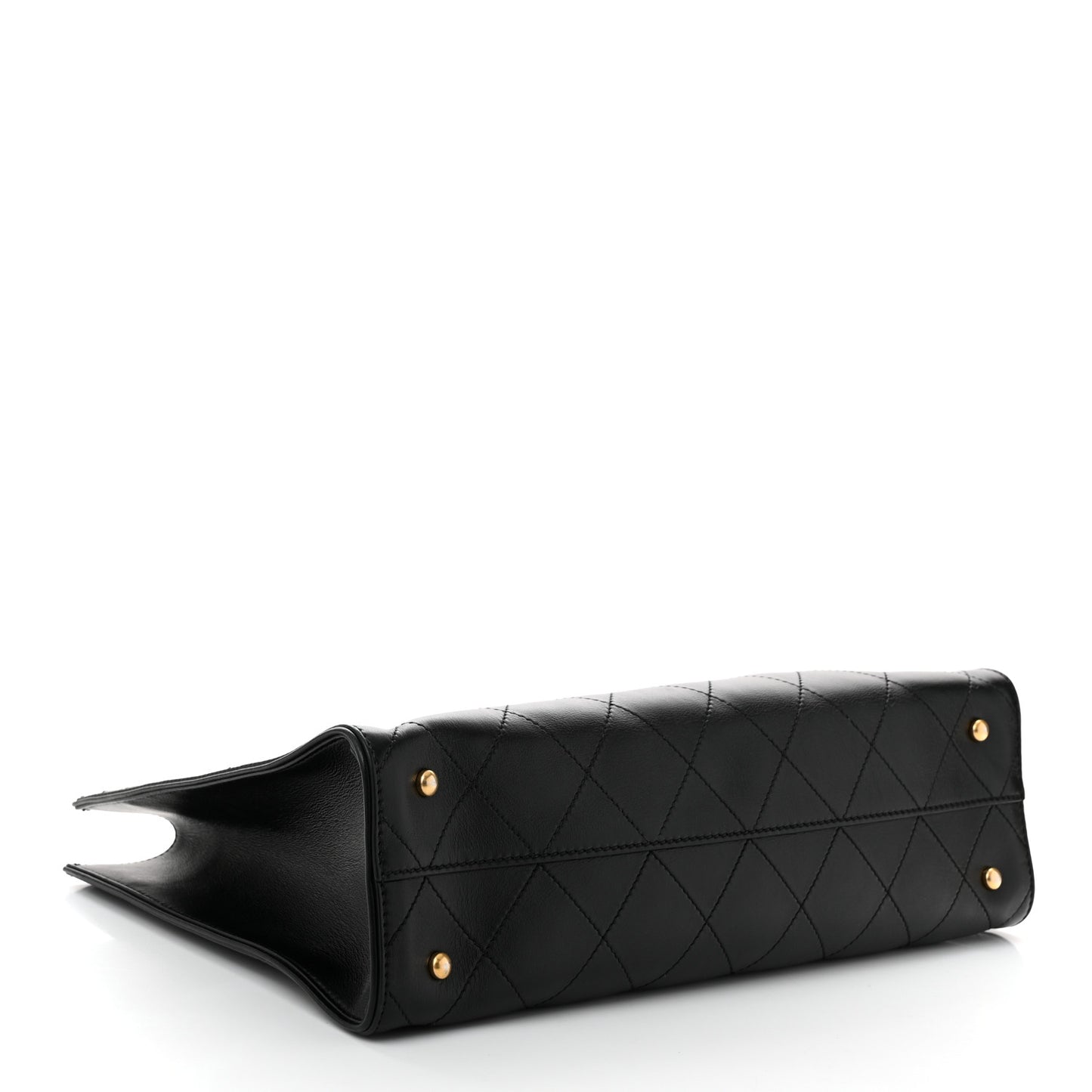 Calfskin Stitched Large Shopping Tote Black