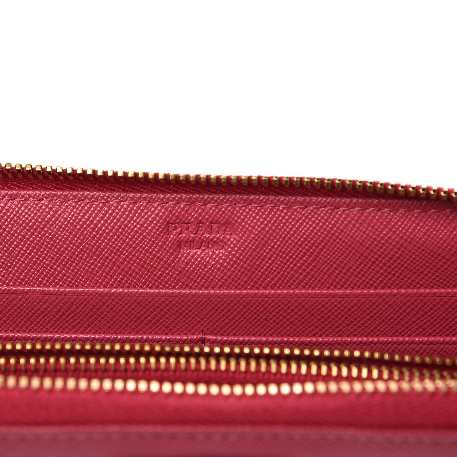 Prada Saffiano Triangle Zip Around Wallet Peonia 6 of 9