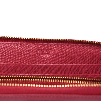 Prada Saffiano Triangle Zip Around Wallet Peonia 6 of 9