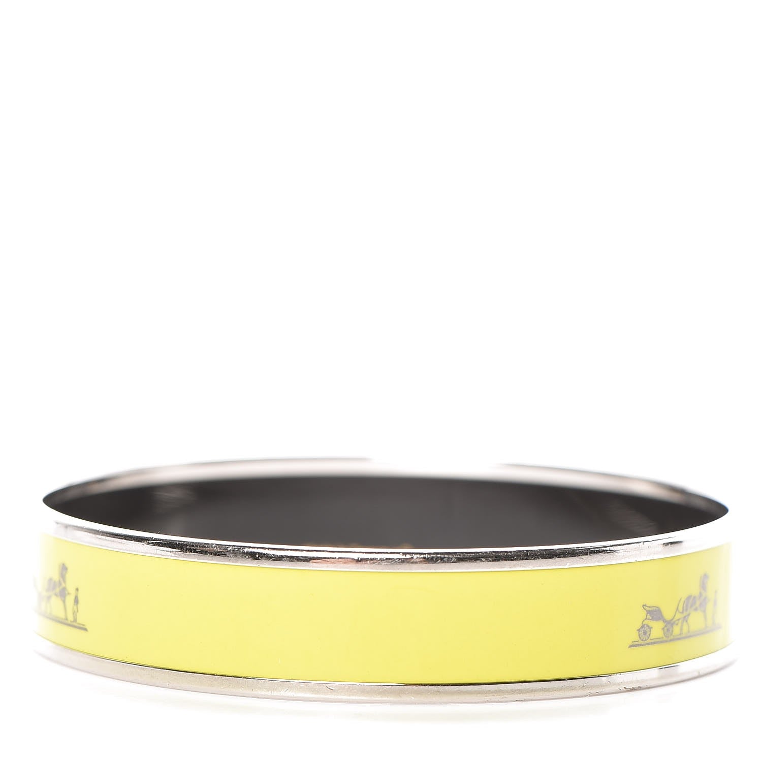 Hermes Enamel Printed Medium Caleche Bracelet 65 Lime 3 of 5