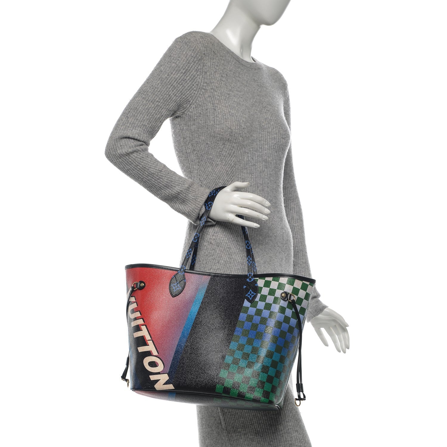 Louis Vuitton Damier Race Neverfull MM Noir Rouge 2 of 9