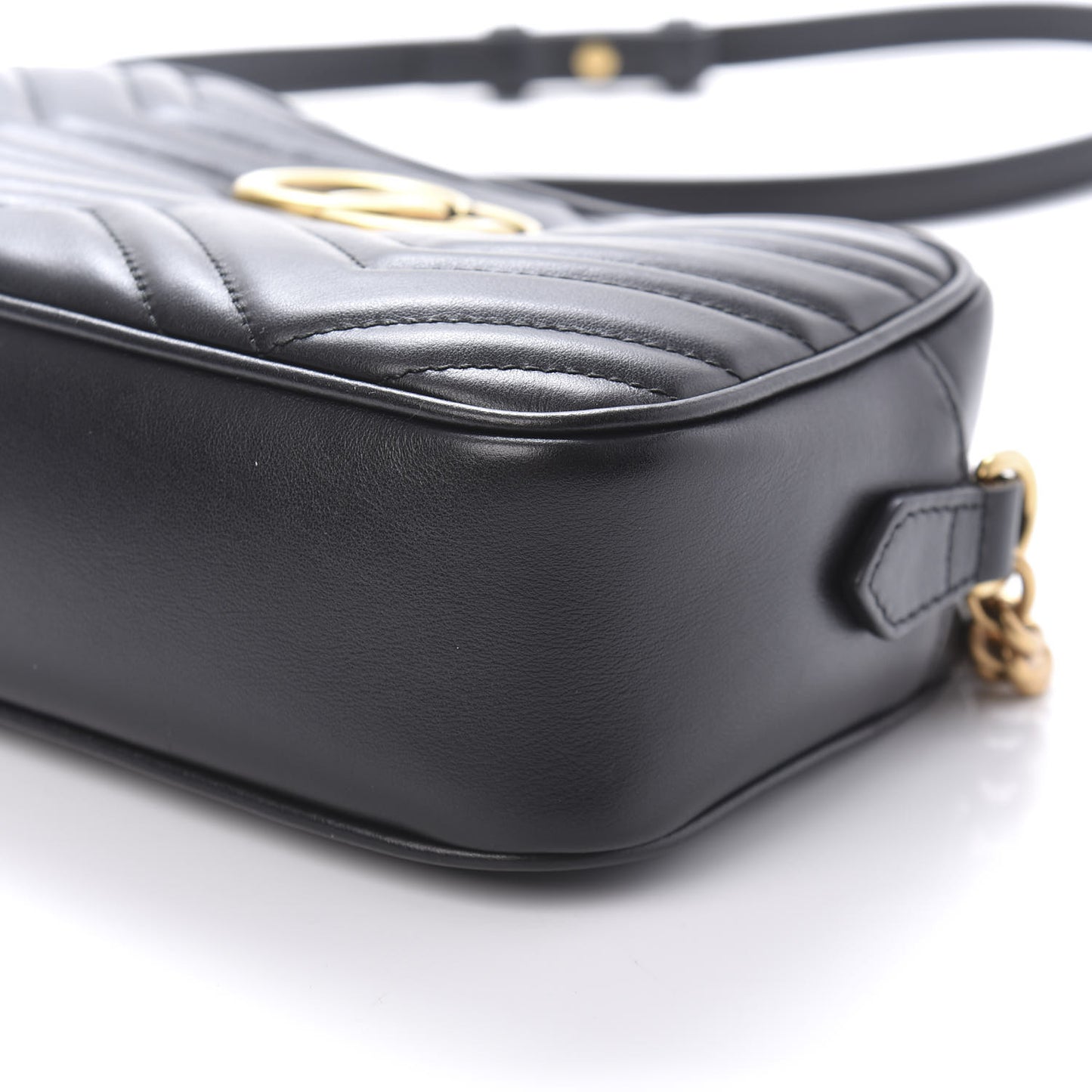 Calfskin Matelasse Small GG Marmont Chain Shoulder Bag Black