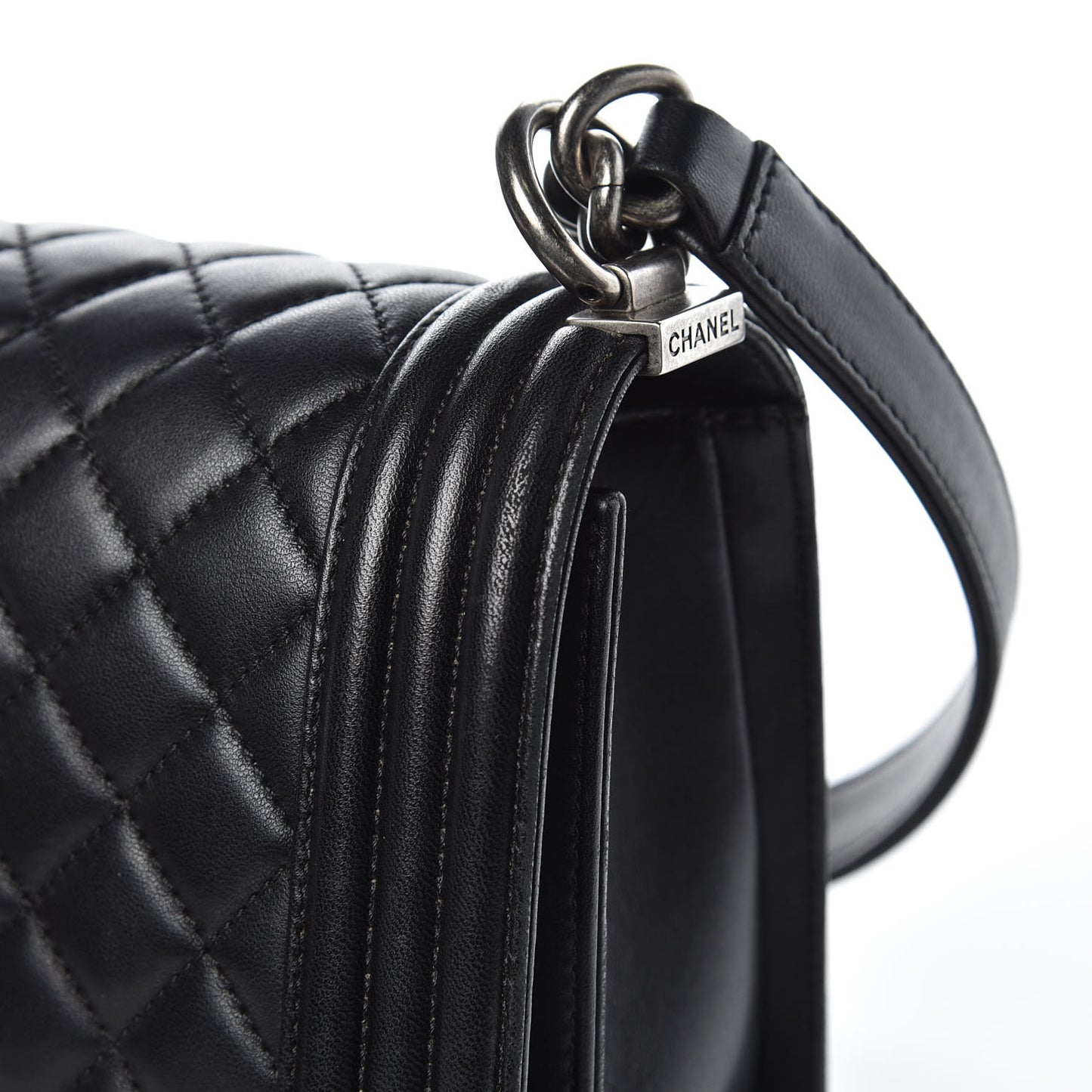 Lambskin Quilted Medium Boy Flap Black