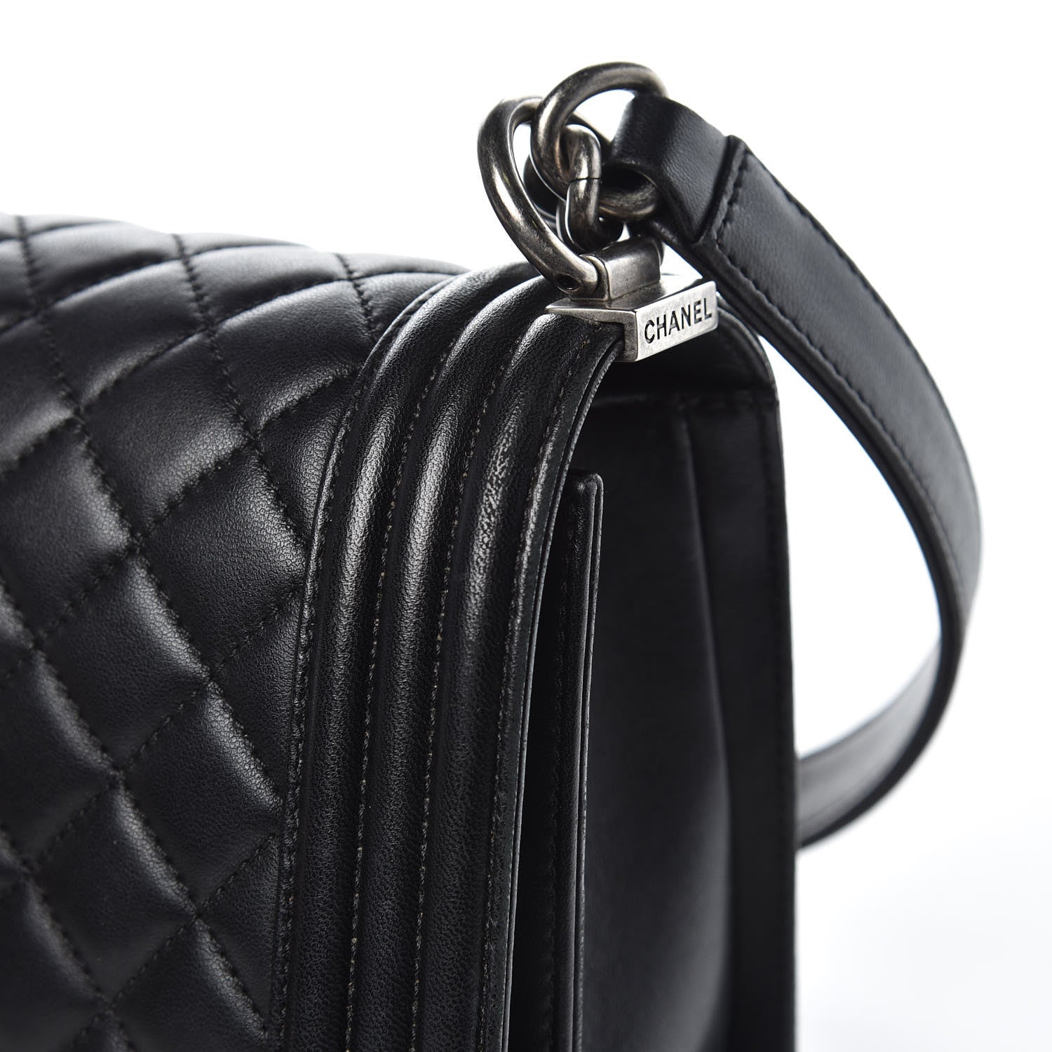 Chanel Lambskin Quilted Medium Boy Flap Black 13 of 15