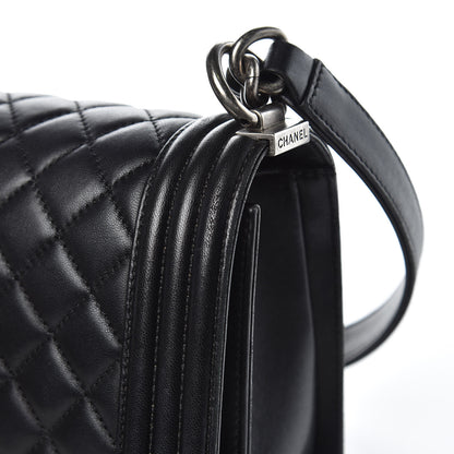 Chanel Lambskin Quilted Medium Boy Flap Black 13 of 15