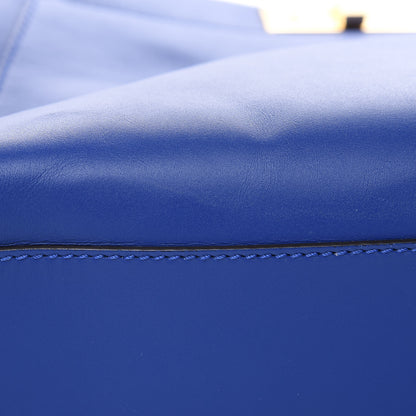 Fendi Vitello Morgan Fabric Jacquard Pequin Medium Peekaboo Iconic Satchel Blue Neon Tobacco 12 of 15