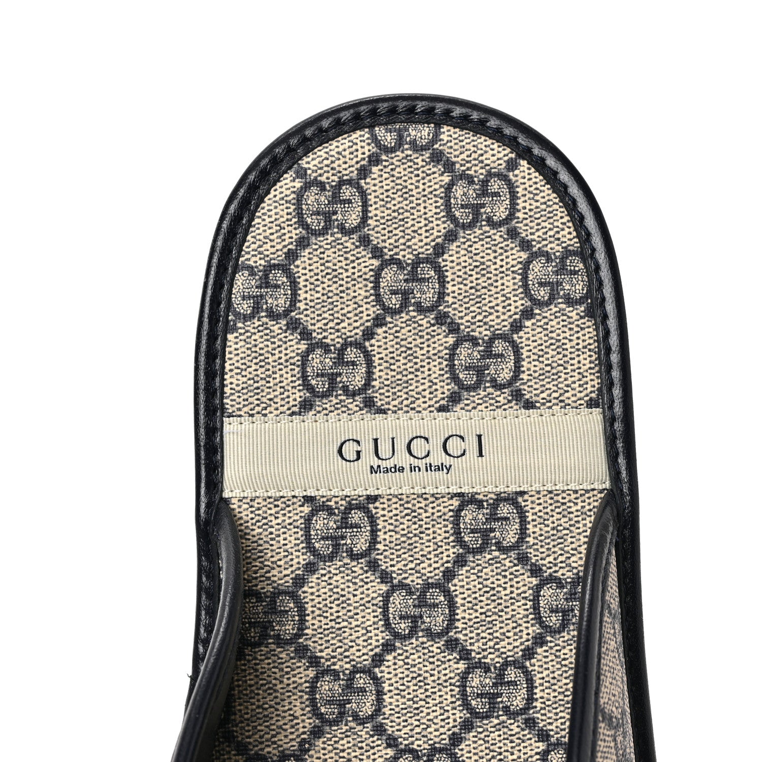 Gucci GG Supreme Monogram Granada Kid Mens Horsebit Lug Sole Mules 9 Beige Blue 7 of 9