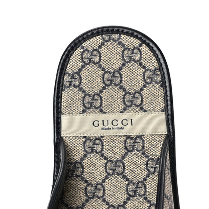 Gucci GG Supreme Monogram Granada Kid Mens Horsebit Lug Sole Mules 9 Beige Blue 7 of 9