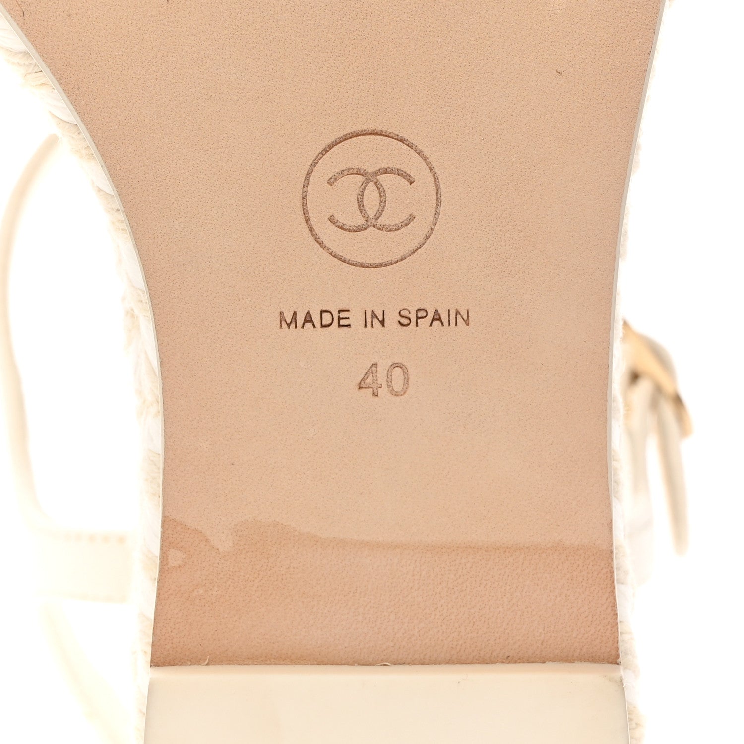Chanel Lambskin Grosgrain CC Espadrilles Wedges 40 White Black 8 of 9