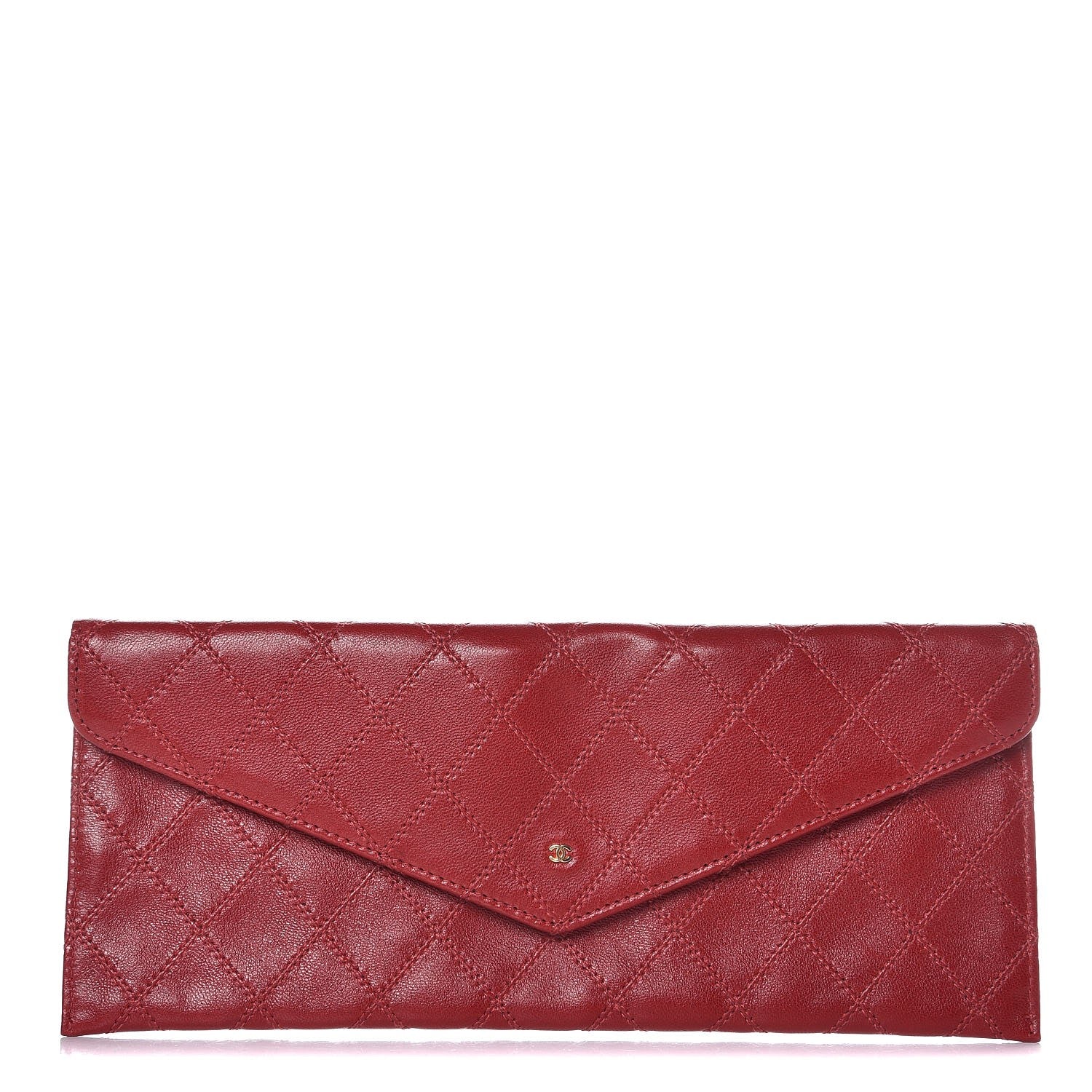 Chanel Lambskin Diamond Stitched Pouch Red 1 of 8