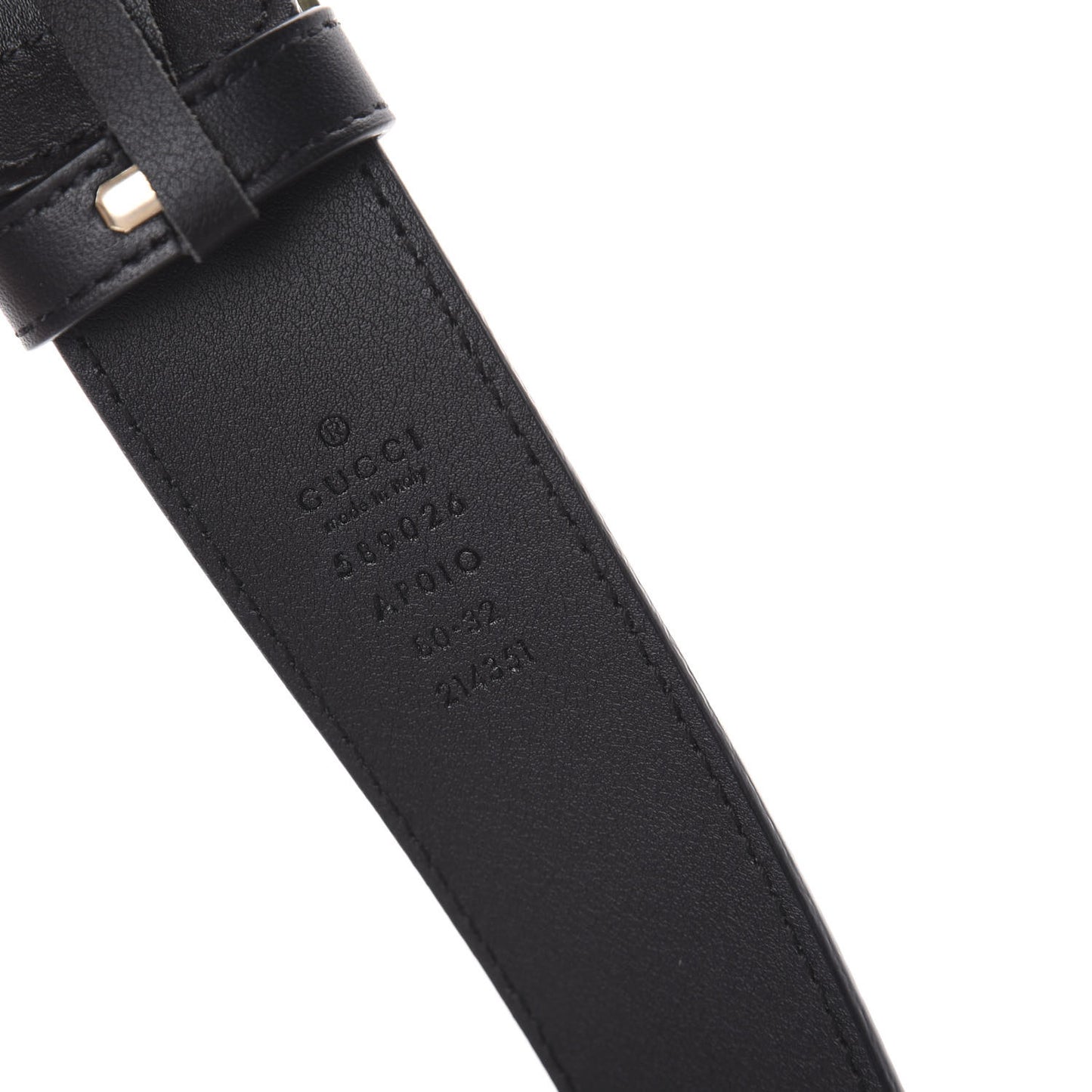 Moon Calfskin Crystal Tiger Head G Buckle 35mm Belt 80 32 Black