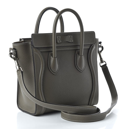 Celine Drummed Calfskin Nano Luggage Souris 3 of 9