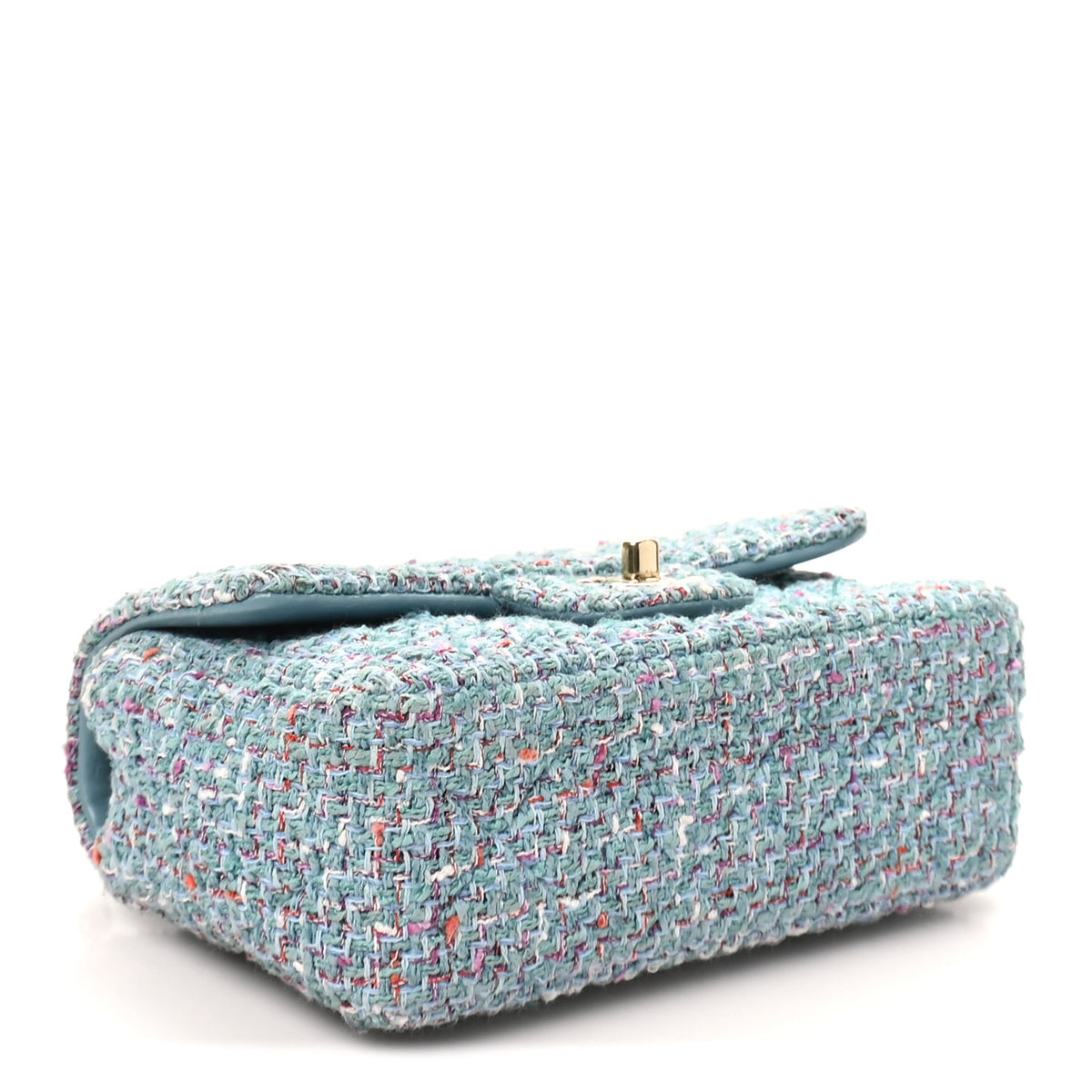 Chanel Tweed Quilted Mini Rectangular Flap Blue Multicolor 3 of 10